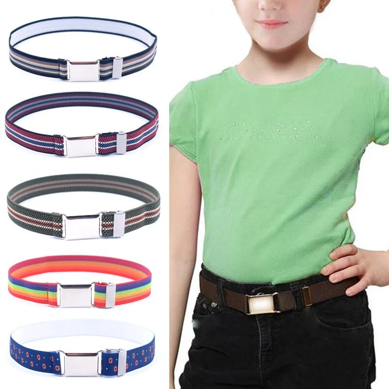 Унисекс панталони Алуминиев колан за талия Раица Деца Детски магнитни колани Момчета Момичета Катарама за колан Регулируем разтегателен моден