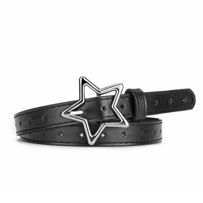 Bērnu Pentagram PU ādas jostasvieta bērniem regulējama metāla zvaigzne sprādzes caurumi jostas meitenēm vienkrāsainiem džinsiem vidukļa siksniņa