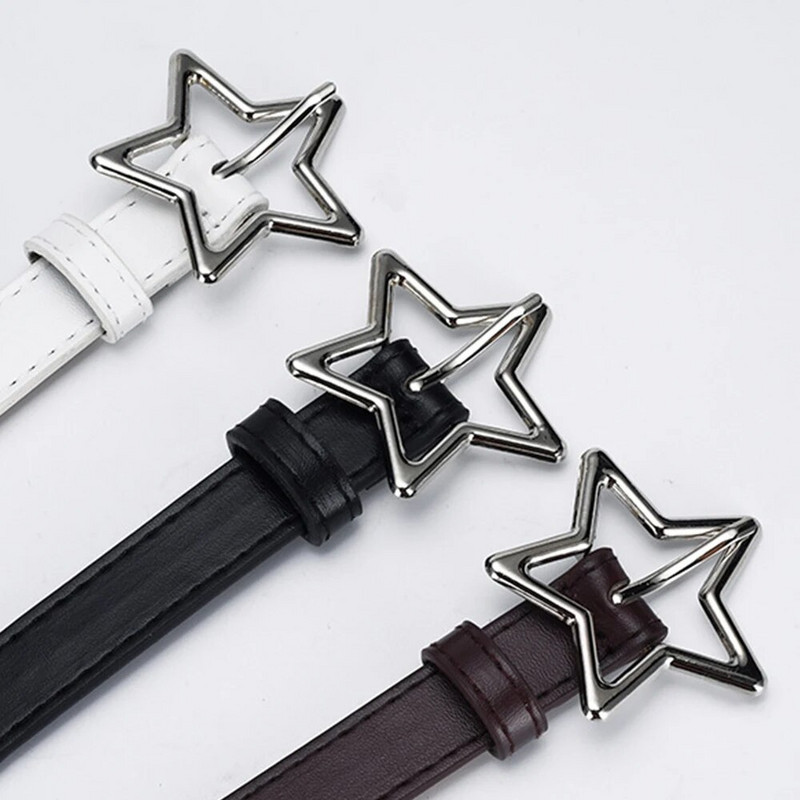 Laste Pentagram PU nahast vöökoht Lastele reguleeritav metallist täht pandla augud vöö Tüdrukud ühevärvilised teksad vöörihm