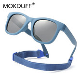 Ochelari de soare Polarizrd pentru copii de 0-2 ani, cu centură, flexibili, durabili, cadru pătrat din silicon, cu lentile UV400 în oglindă, pentru copii