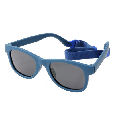 Ochelari de soare Polarizrd pentru copii de 0-2 ani, cu centură, flexibili, durabili, cadru pătrat din silicon, cu lentile UV400 în oglindă, pentru copii