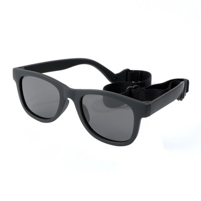 Ochelari de soare Polarizrd pentru copii de 0-2 ani, cu centură, flexibili, durabili, cadru pătrat din silicon, cu lentile UV400 în oglindă, pentru copii