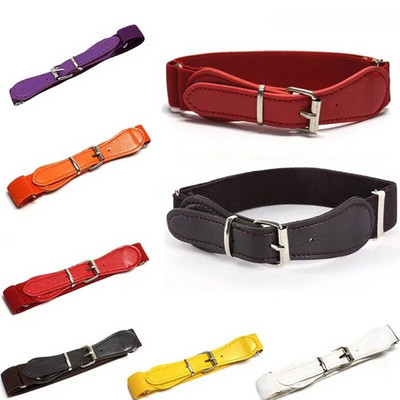 Children Candy Color Belt Girls/Boys Elastic Waist Belt Metal Pin Buckle Kids Leather High Quality White/Red Strap Belts Fashion