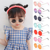 Kids Cute Candy Color Saulesbrilles Zēni Meitenes Retro apaļš ietvars Saulesbrilles UV 400 Savvaļas britu stila bērnu briļļu aksesuāri