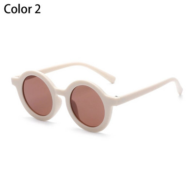 Kids Cute Candy Color Saulesbrilles Zēni Meitenes Retro apaļš ietvars Saulesbrilles UV 400 Savvaļas britu stila bērnu briļļu aksesuāri