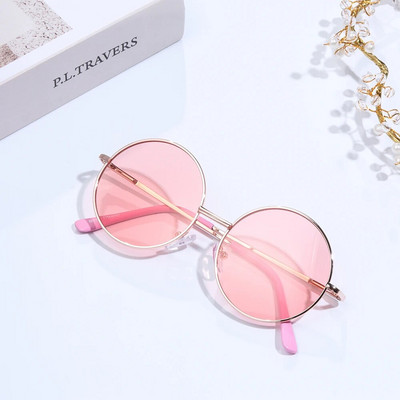 Kids Cute Candy Color Saulesbrilles Zēni Meitenes Retro apaļš ietvars Saulesbrilles UV 400 Savvaļas britu stila bērnu briļļu aksesuāri