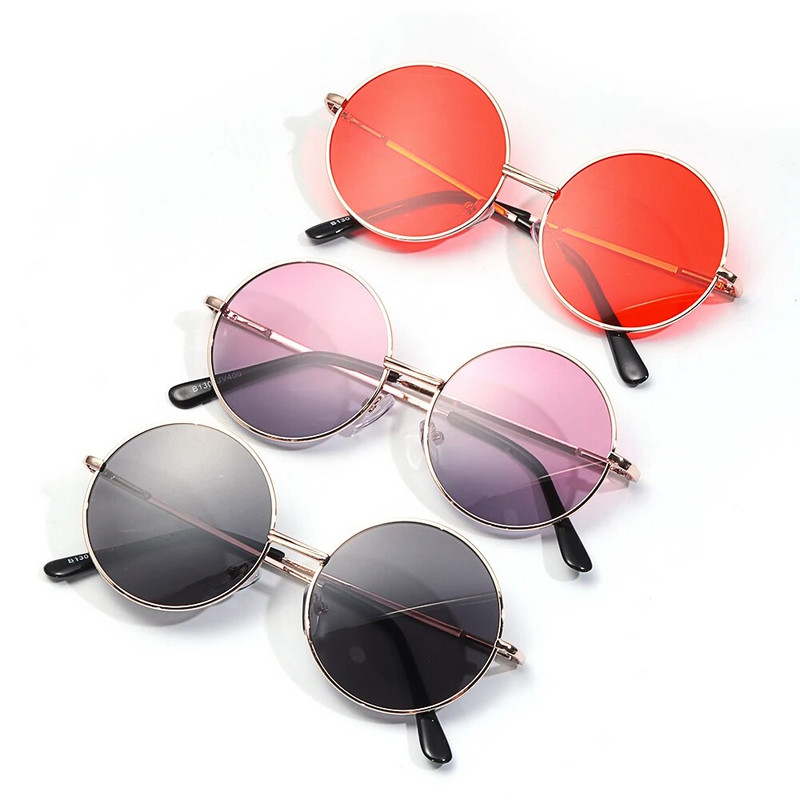 Kids Cute Candy Color Saulesbrilles Zēni Meitenes Retro apaļš ietvars Saulesbrilles UV 400 Savvaļas britu stila bērnu briļļu aksesuāri