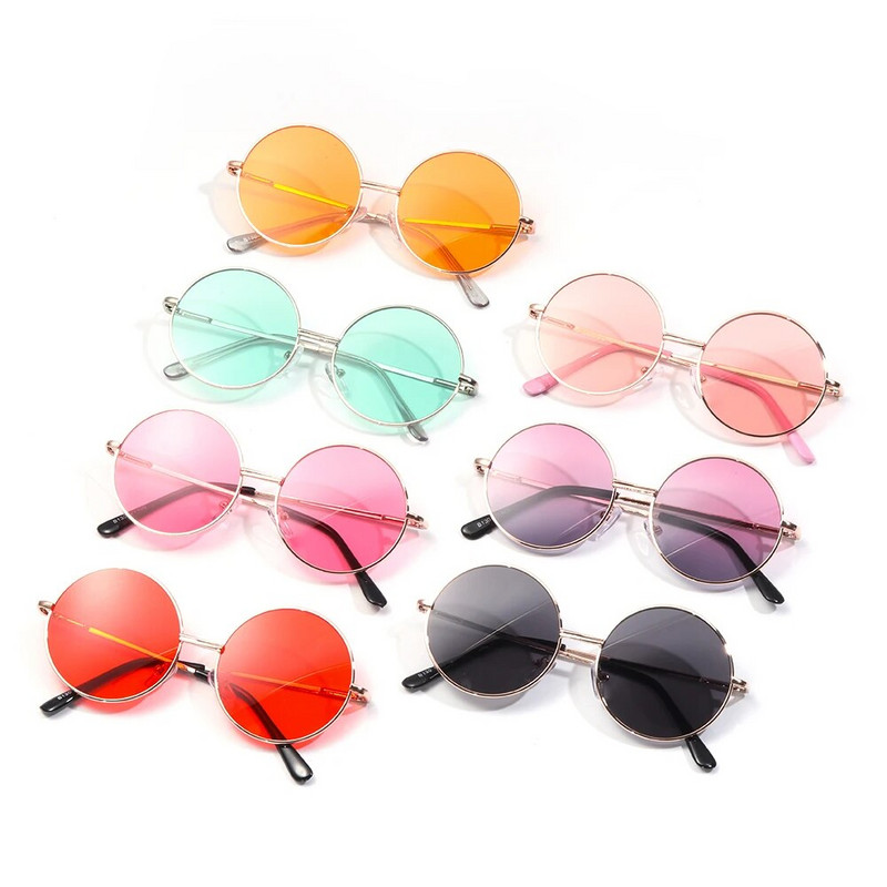 Kids Cute Candy Color Saulesbrilles Zēni Meitenes Retro apaļš ietvars Saulesbrilles UV 400 Savvaļas britu stila bērnu briļļu aksesuāri