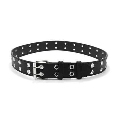 Punk PU kožni remen za dijete s dvostrukim rupama Metalna kopča Dječji remen oko struka Dječaci Djevojčice Traperice Hlače crni pojas prâžka dlâ