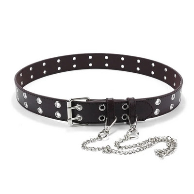 Punk PU kožni remen za dijete s dvostrukim rupama Metalna kopča Dječji remen oko struka Dječaci Djevojčice Traperice Hlače crni pojas prâžka dlâ