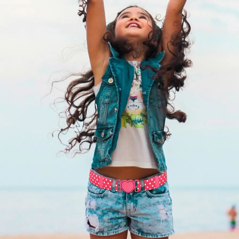 Bērnu elastīgas jostas meiteņu elastīgas jostasvietas jostas regulējama rozā sirds sprādzes josta Vienota josta pusaudžu bērnu meiteņu kleitas