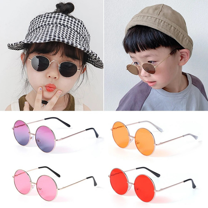 1PC Retro saulesbrilles bērniem Candy Color apaļa rāmja saulesbrilles zēniem, meitenēm, anti-UV vintage saulesbrilles