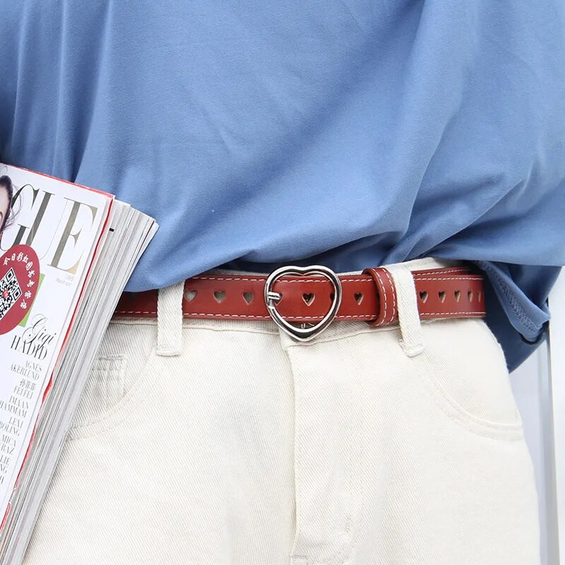 Bērnu mākslīgās ādas josta Bērniem jaukas persiku krāsas sirds sprādzes jostas meitenēm, stingra jostasvieta mīlestības sirds cilpiņai ar caurumu vidukļa josta