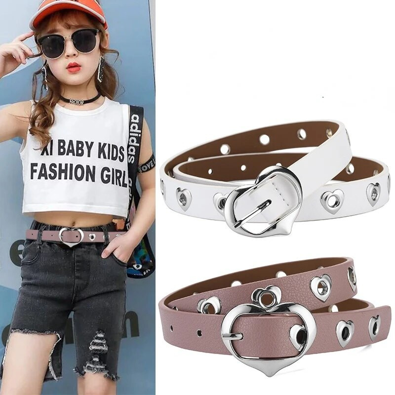 Rozā PU ādas josta Bērnu modes tendence Ikdienišķa greznība Dizains Meiteņu Josta Gothic Punk ins Korejas pin sprādzes korsete melna