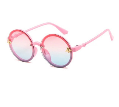 SHENGMEIYU Apaļas bērnu saulesbrilles Flower Baby Children Shades Saulesbrilles Meitenes Jauki pusrāmis metāla brilles UV400