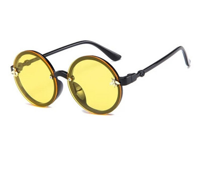 SHENGMEIYU Apaļas bērnu saulesbrilles Flower Baby Children Shades Saulesbrilles Meitenes Jauki pusrāmis metāla brilles UV400