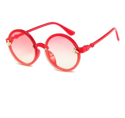 SHENGMEIYU Apaļas bērnu saulesbrilles Flower Baby Children Shades Saulesbrilles Meitenes Jauki pusrāmis metāla brilles UV400