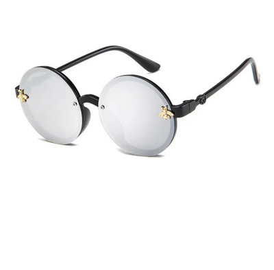 SHENGMEIYU Apaļas bērnu saulesbrilles Flower Baby Children Shades Saulesbrilles Meitenes Jauki pusrāmis metāla brilles UV400