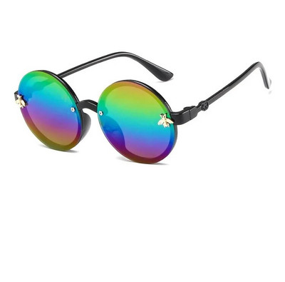 SHENGMEIYU Apaļas bērnu saulesbrilles Flower Baby Children Shades Saulesbrilles Meitenes Jauki pusrāmis metāla brilles UV400