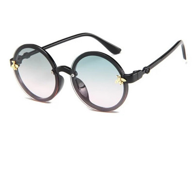 SHENGMEIYU Apaļas bērnu saulesbrilles Flower Baby Children Shades Saulesbrilles Meitenes Jauki pusrāmis metāla brilles UV400