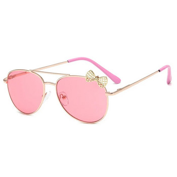 Детски слънчеви очила с метална рамка с лък Детски слънчеви очила Модни момичета Очила за открито Парти очила Сладък стил Очила