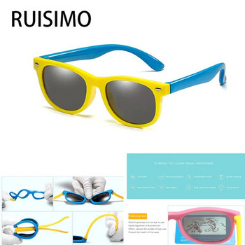 Поляризирани детски слънчеви очила TR90 Силиконова гел рамка Класически квадратни детски слънчеви очила Момичета Момчета Многоцветни бебешки очила UV400