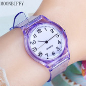 Ceas Copii Ceasuri Cuarț Ceasuri de mână Jeleu pentru Fată și Băiat Ceasuri Sport Copii Student Plastic Transparent Montre Femme