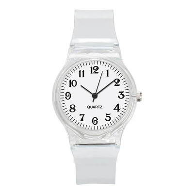 Ceas Copii Ceasuri Cuarț Ceasuri de mână Jeleu pentru Fată și Băiat Ceasuri Sport Copii Student Plastic Transparent Montre Femme