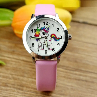 Desene animat colorat unicorn fluture flori fete copii elevi copii petrecere aniversare craciun piele PU ceas ceas cadou