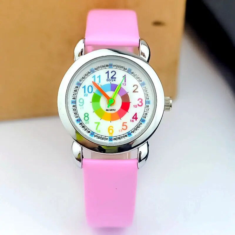 Πολύχρωμο καρτούν Μονόκερος Πεταλούδα λουλούδι Κορίτσια Παιδικά Παιδικά Φοιτητικά Γενέθλια Χριστουγεννιάτικο Δερμάτινο ρολόγια PU Δώρο Ρολόι