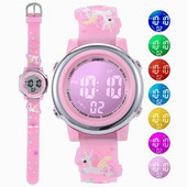 Skaista, jauka 3D sirds varavīksne vienradzis meitenes bērni bērni silikona ūdensizturīgs digitālais sporta modinātājs, gaišs dāvanas pulksteņi pulkstenis