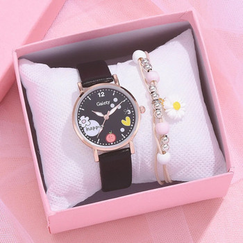 Детски часовници Розов сладък детски ръчен часовник Анимационен модел Кварцов комплект часовници за момичета Моден студентски часовник Relogio Feminino