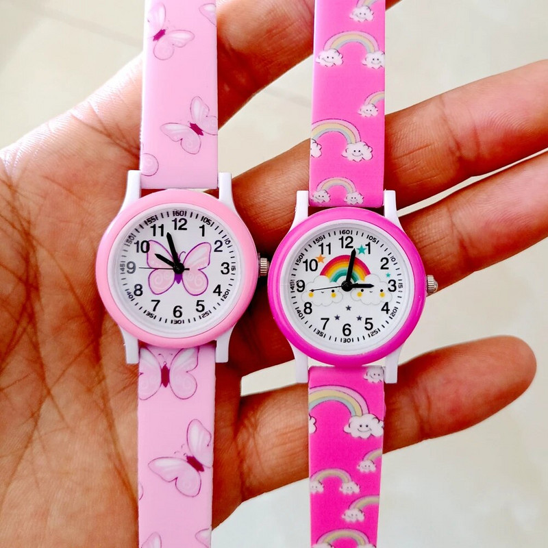 Rainbow Cloud Unicorn λουράκια σιλικόνης με στάμπα με πεταλούδα Παιδιά Παιδιά αγόρια κορίτσια μαθητές Quartz Δώρα για πάρτι γενεθλίων Ρολόγια