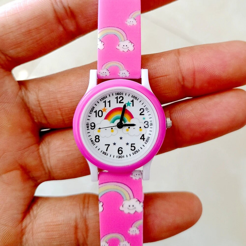 Rainbow Cloud Unicorn λουράκια σιλικόνης με στάμπα με πεταλούδα Παιδιά Παιδιά αγόρια κορίτσια μαθητές Quartz Δώρα για πάρτι γενεθλίων Ρολόγια