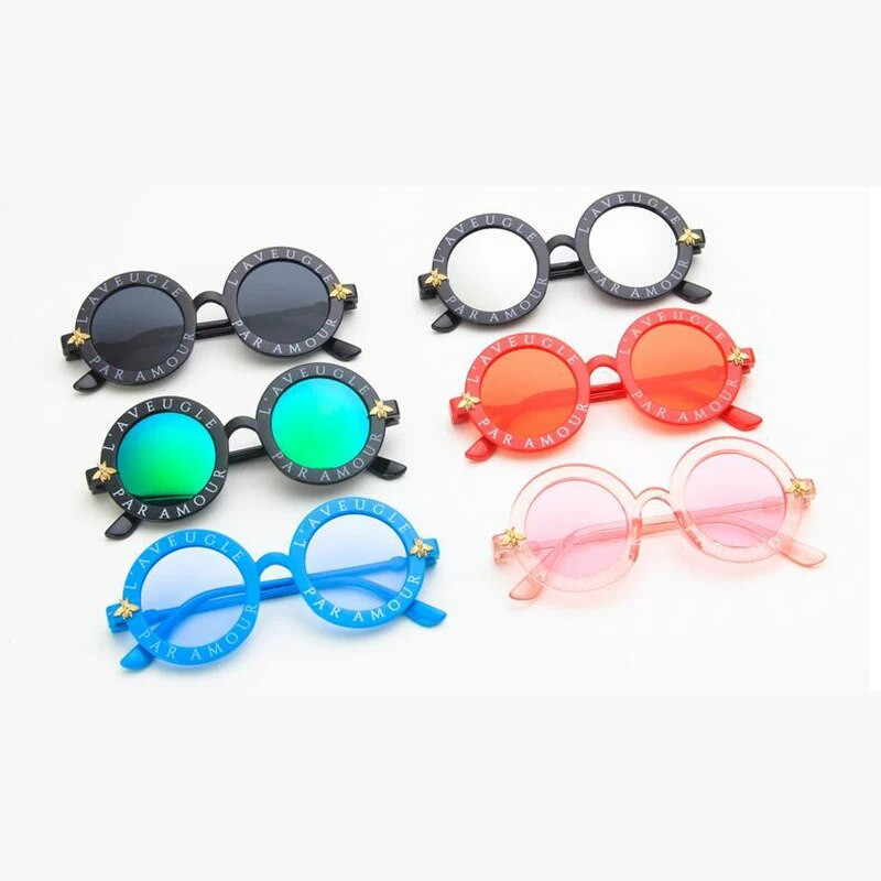 Jaunas modes bērnu saulesbrilles Bišu aizsargbrilles ēnas apaļas brilles bērniem zēniem brilles zēniem meitenes mazuļiem ārā Ceļojumu iepirkšanās brilles