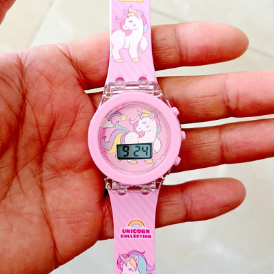 Desene animate Colectie Unicorn Curcubeu Imprimat Cauciuc Fete Copii Copii Studenți Lumină Digitală Flash Glow Up Cadouri de petrecere Ceasuri