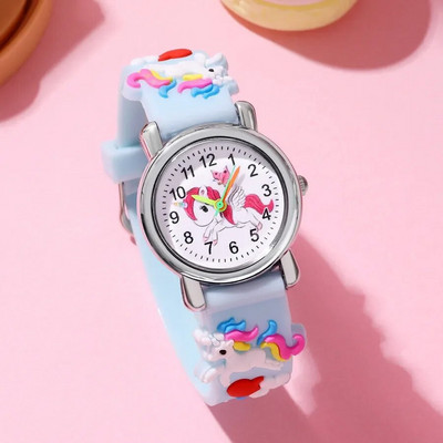 Ikdienišķs bērnu pulkstenis Kawaii multfilma 3D vienradzis rozā silikona meitene arābu digitālā kvarca rokas pulksteņi bērniem relojes rokassprādze