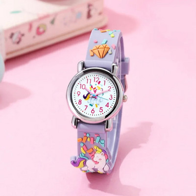 Ikdienišķs bērnu pulkstenis Kawaii multfilma 3D vienradzis rozā silikona meitene arābu digitālā kvarca rokas pulksteņi bērniem relojes rokassprādze