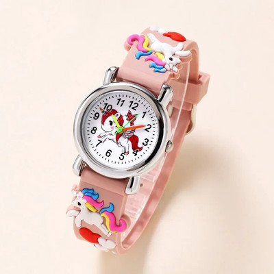 Ikdienišķs bērnu pulkstenis Kawaii multfilma 3D vienradzis rozā silikona meitene arābu digitālā kvarca rokas pulksteņi bērniem relojes rokassprādze