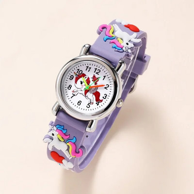 Ikdienišķs bērnu pulkstenis Kawaii multfilma 3D vienradzis rozā silikona meitene arābu digitālā kvarca rokas pulksteņi bērniem relojes rokassprādze