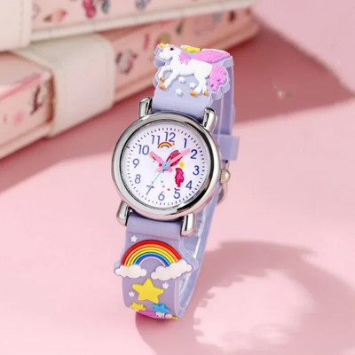 Ikdienišķs bērnu pulkstenis Kawaii multfilma 3D vienradzis rozā silikona meitene arābu digitālā kvarca rokas pulksteņi bērniem relojes rokassprādze