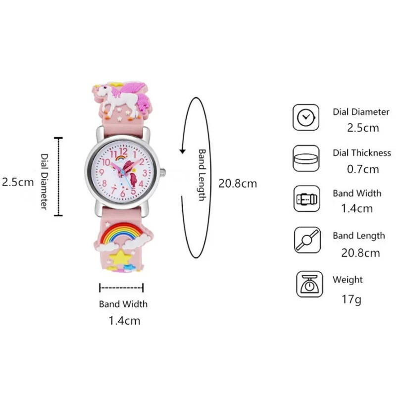 Ikdienišķs bērnu pulkstenis Kawaii multfilma 3D vienradzis rozā silikona meitene arābu digitālā kvarca rokas pulksteņi bērniem relojes rokassprādze