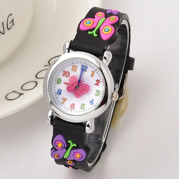 Гледайте за деца 3D карикатура пеперуда гумен кварцов ръчен часовник студент момичета цветни сладки часовници момчета подарък часовник Relogios