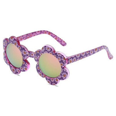 Laste lilledega päikeseprillid Vikerkaarevärvilised armsad ümmargused lasteprillid väikelastele, poistele, tüdrukutele õues