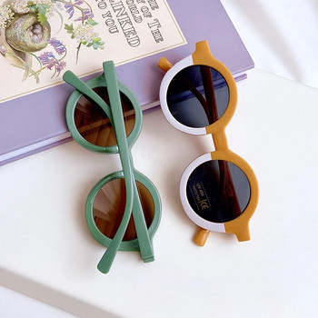Нови детски сладки анимационни кръгли слънчеви очила с форма на мече Момиче Момче Леопард Двуцветни ретро слънчеви очила UV защита Класически детски