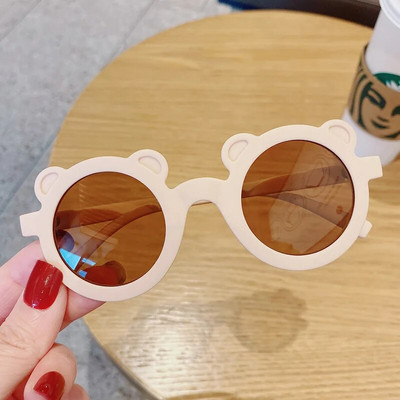 Jauni bērni jauka multfilma lāča forma apaļas saulesbrilles meitene zēns leopards divkrāsu vintage saulesbrilles UV aizsardzība klasisks bērns