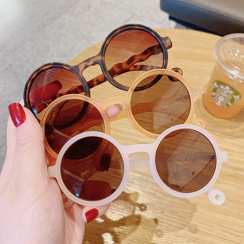 Jauni bērni jauka multfilma lāča forma apaļas saulesbrilles meitene zēns leopards divkrāsu vintage saulesbrilles UV aizsardzība klasisks bērns