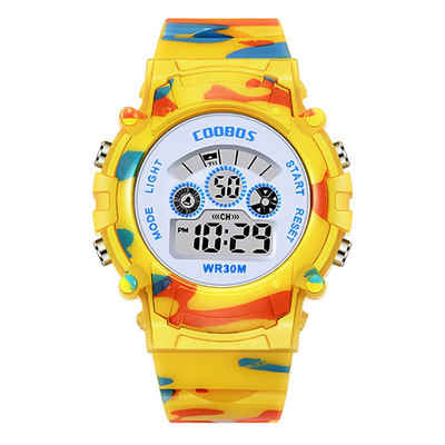 Ceasuri de camuflaj albastru bleumarin pentru copii Bliț colorat cu LED Alarma digitală rezistentă la apă pentru băieți, fete, întâlnire, săptămâna, ceas creativ pentru copii