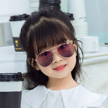 Детски очила за открито Класически слънчеви очила за момичета Bow Pilot Метална рамка Детски очила Парти очила Сладък стил Слънчеви очила