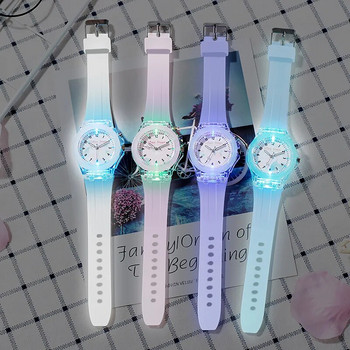 Светещи детски часовници LED цветна светкавица цифров водоустойчив за момчета момичета кварцов часовник креативен детски спортен ръчен часовник